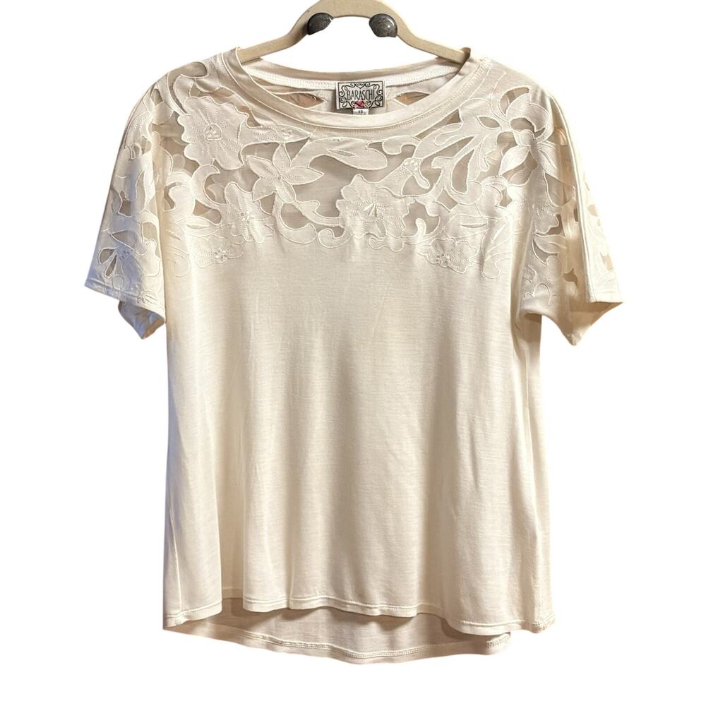 Yoana Baraschi Calabas Blouse w/ Lace on Top Size XS Cream Anthropologie